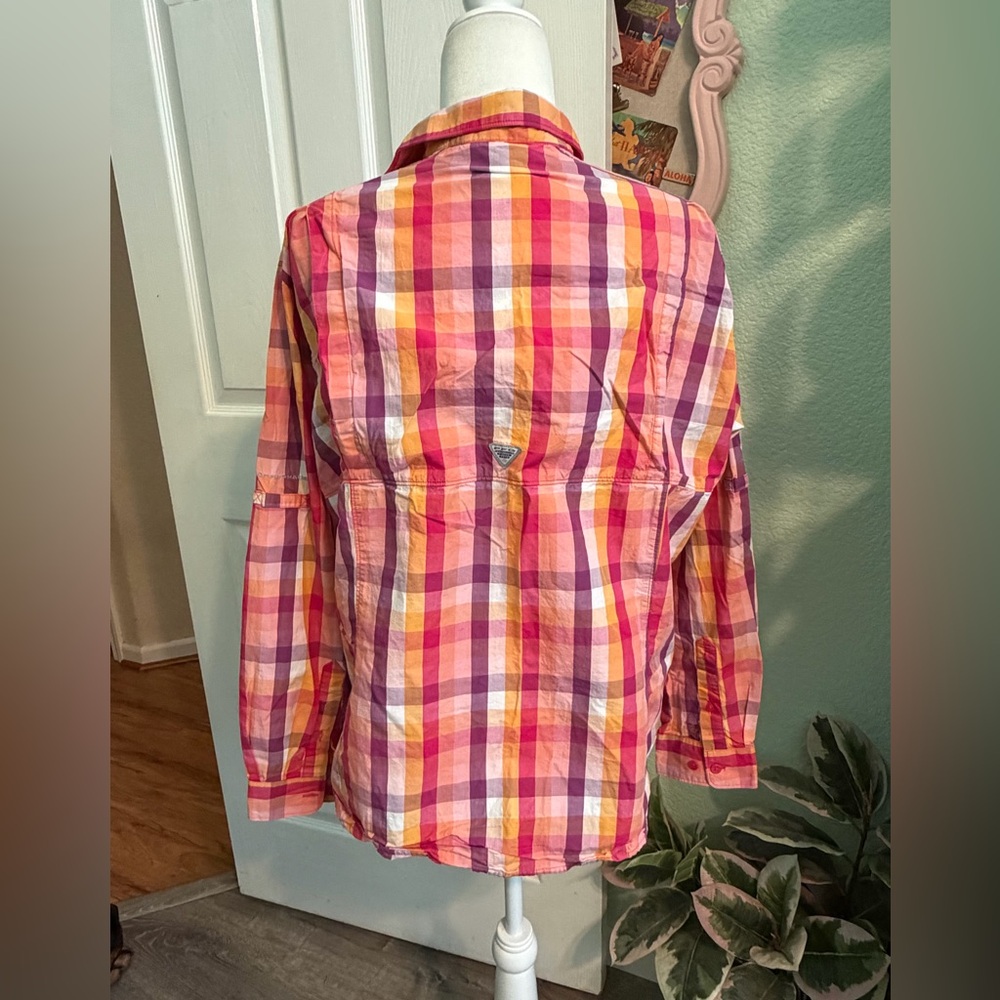 Columbia Pink Orange Purple Plaid Performance Shirt - Picture 5 of 8